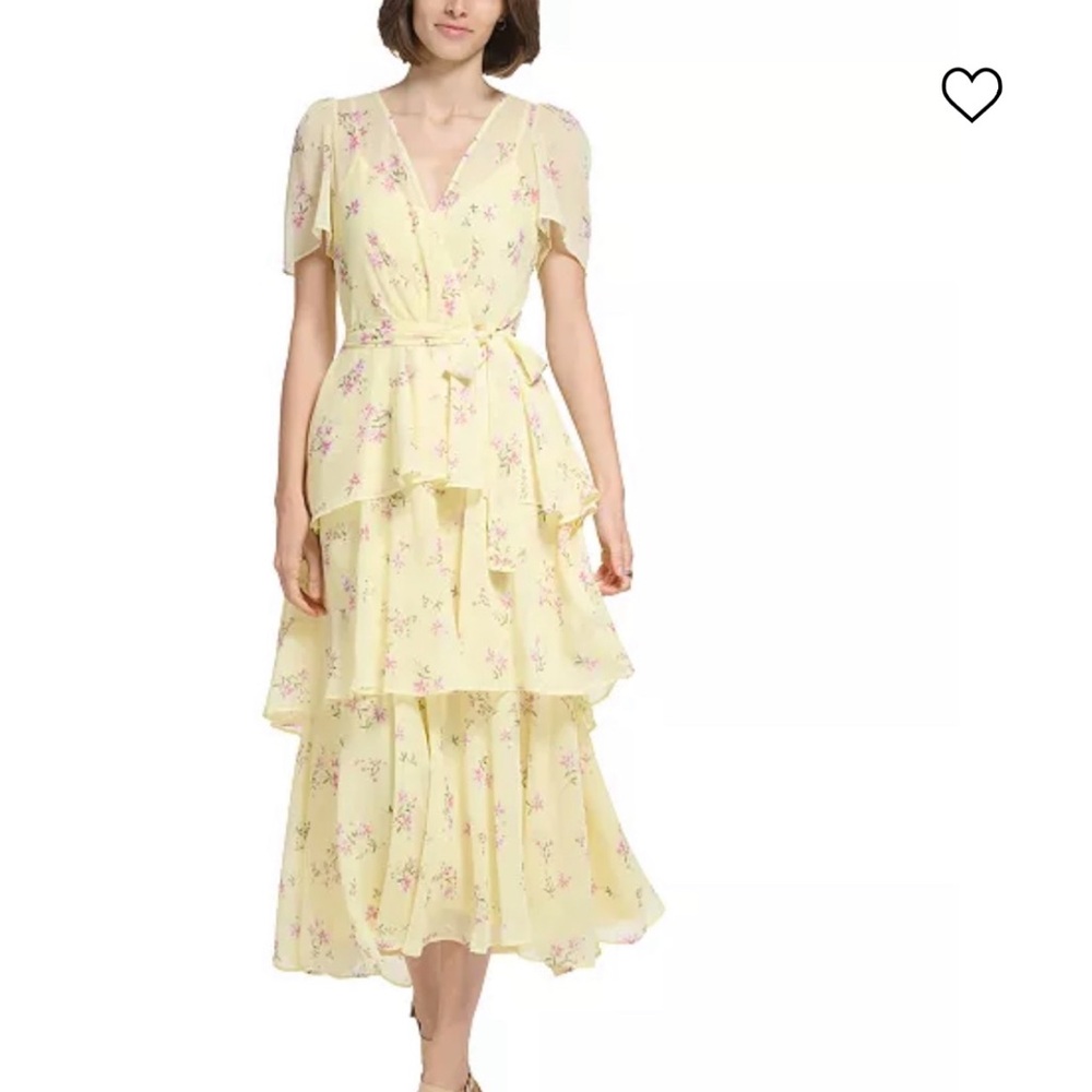 Calvin Klein Yellow Floral Midi Dress